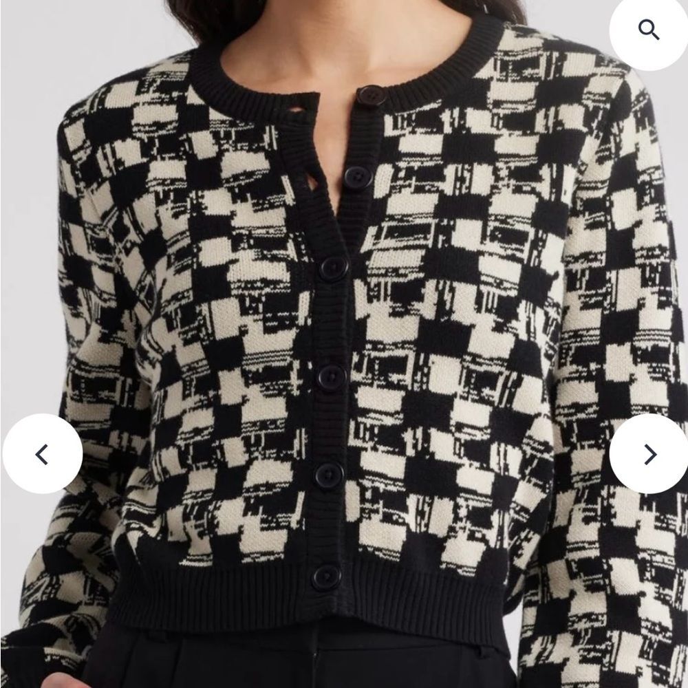 Cleobella Marybeth Sweater Cardigan in Biarritz Black/Ivory XS NWT